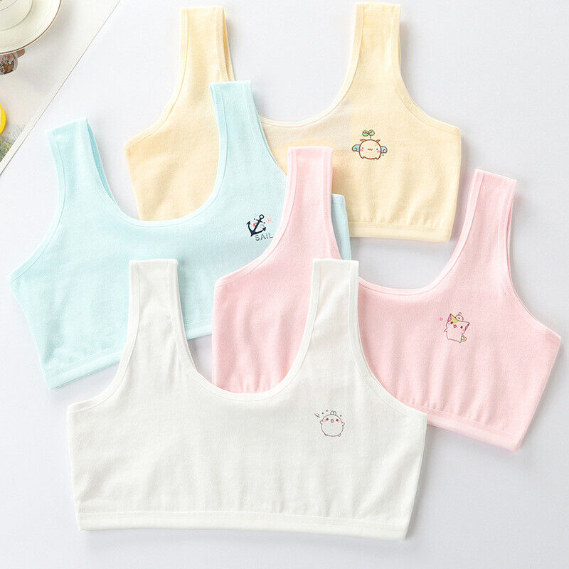 4 Pcs Girls Training Bra Kids Vest Teenage Underwear Children Bras Sports 8-12Y - Picture 12 of 12