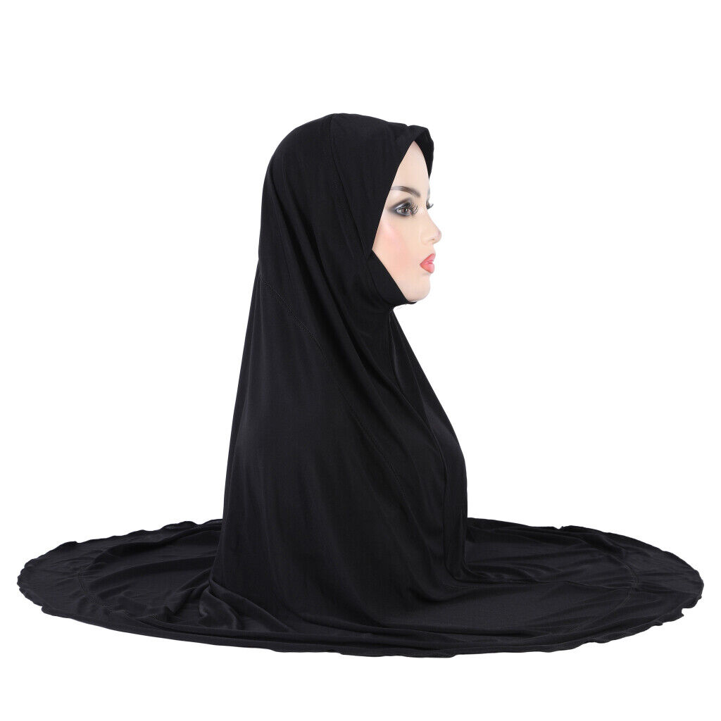 Women Muslim Plain Color Hijab Islamic Prayer Scarf Arab Turban Cap Long Khimar