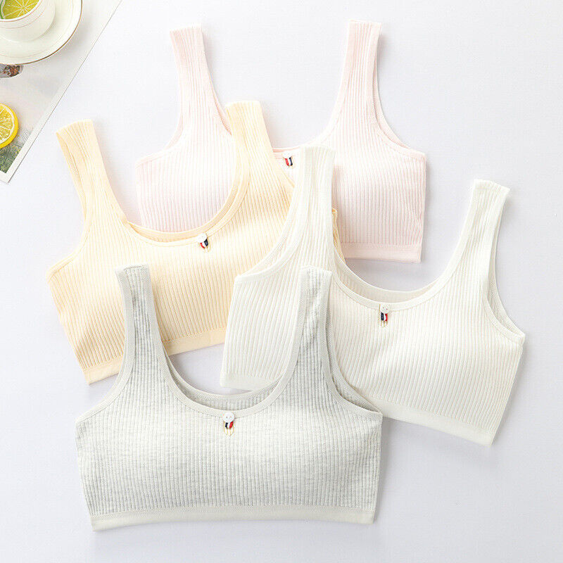 4 Pack Girls Bra Teenage Girls' Crop Top Padded Sports Training Bras Underwear