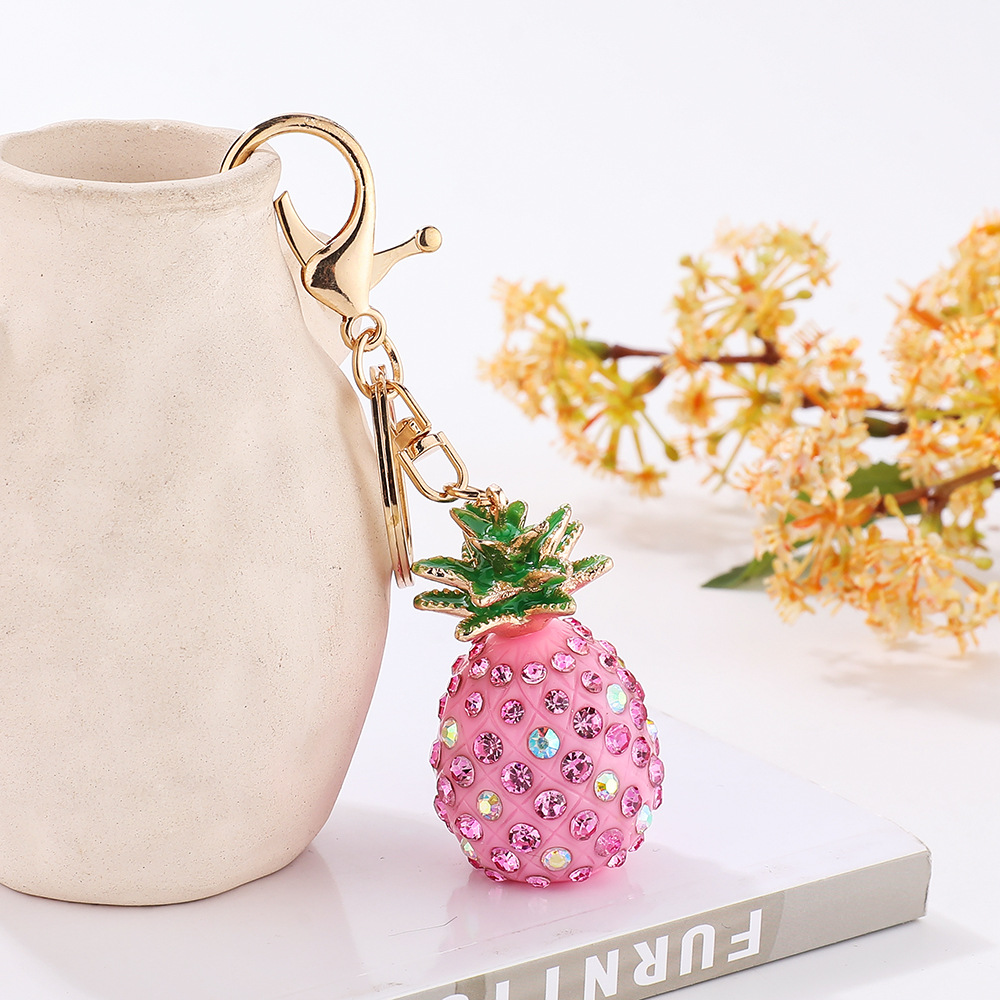 Simulated Pineapple Keychain with Diamond Inlaid Women's Bag Pendant Accessories - Picture 17 of 19