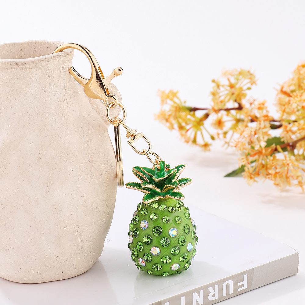 Simulated Pineapple Keychain with Diamond Inlaid Women's Bag Pendant Accessories - Picture 19 of 19
