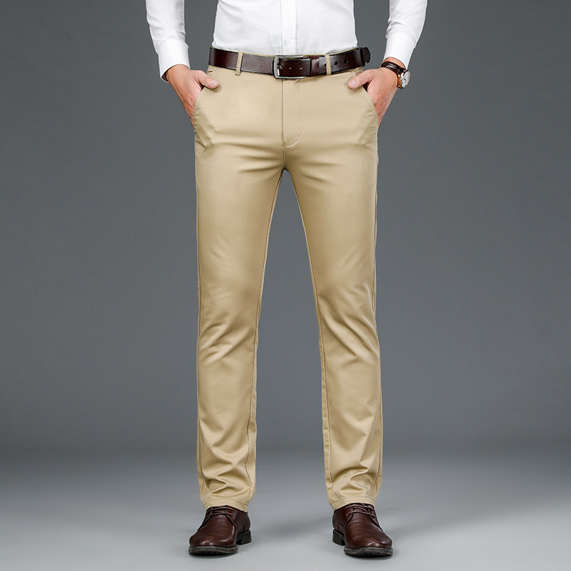 Mens Stretch Casual Business Dress Pants Slim Fitted Straight Leg Suit Trousers - Picture 18 of 20