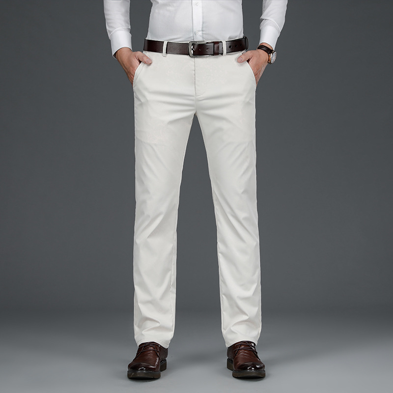 Mens Stretch Casual Business Dress Pants Slim Fitted Straight Leg Suit Trousers - Picture 19 of 20