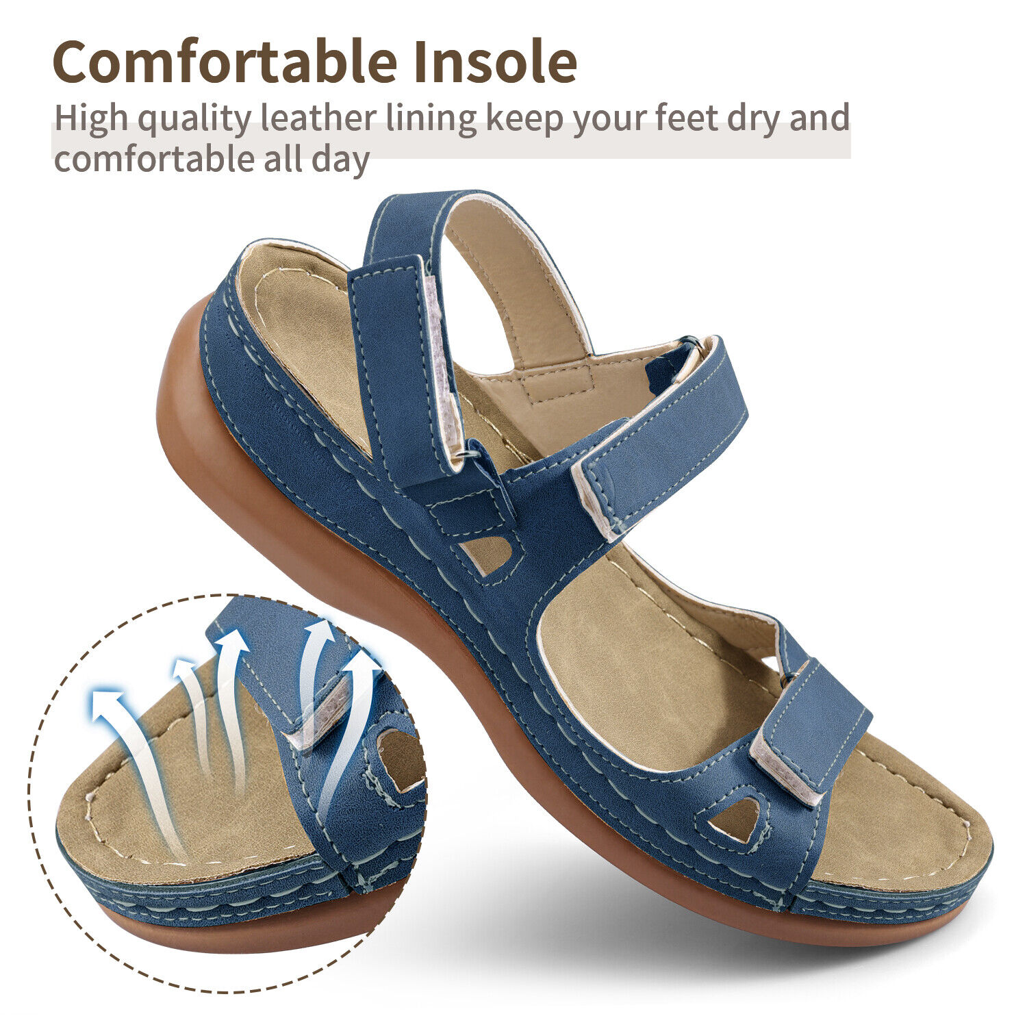 Sandalias Ortopédicas Premium Punta Abierta Mujeres Verano Playa Vacaciones Zapatos Informales EE. UU. - Imagen 13 de 23