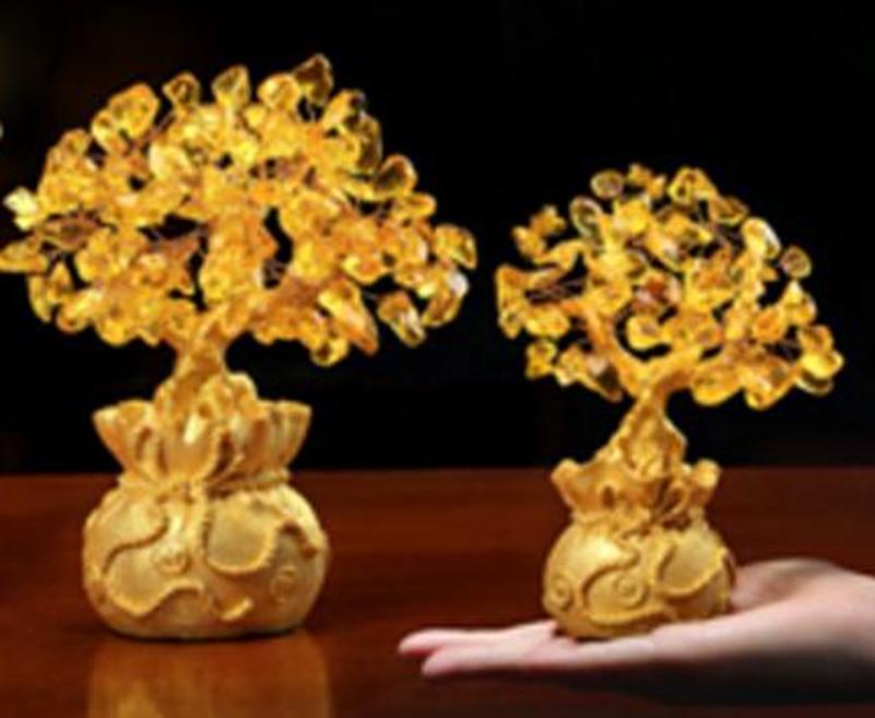 Gelber Kristall Geld Baum Feng Shui Reichtum Glück Büro Deko Ornament Größe M - Bild 4 von 11