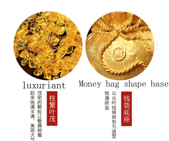 Gelber Kristall Geld Baum Feng Shui Reichtum Glück Büro Deko Ornament Größe M - Bild 10 von 11