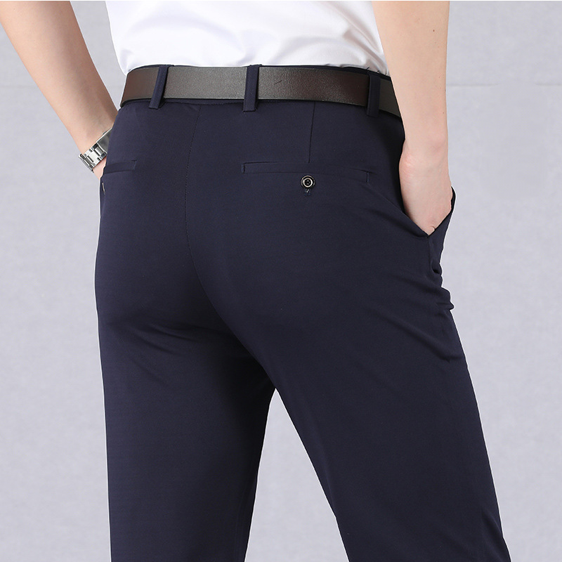 Mens Slim Fit Stretch Chino Suit Trousers Summer Thin Casual Classic Full Pants - Picture 19 of 24