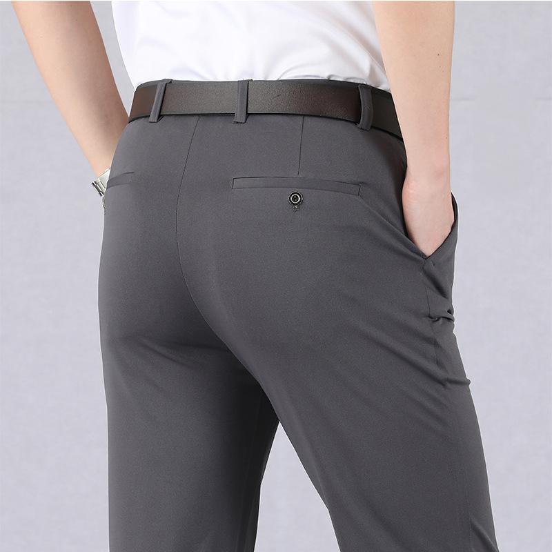 Mens Slim Fit Stretch Chino Suit Trousers Summer Thin Casual Classic Full Pants - Picture 21 of 24