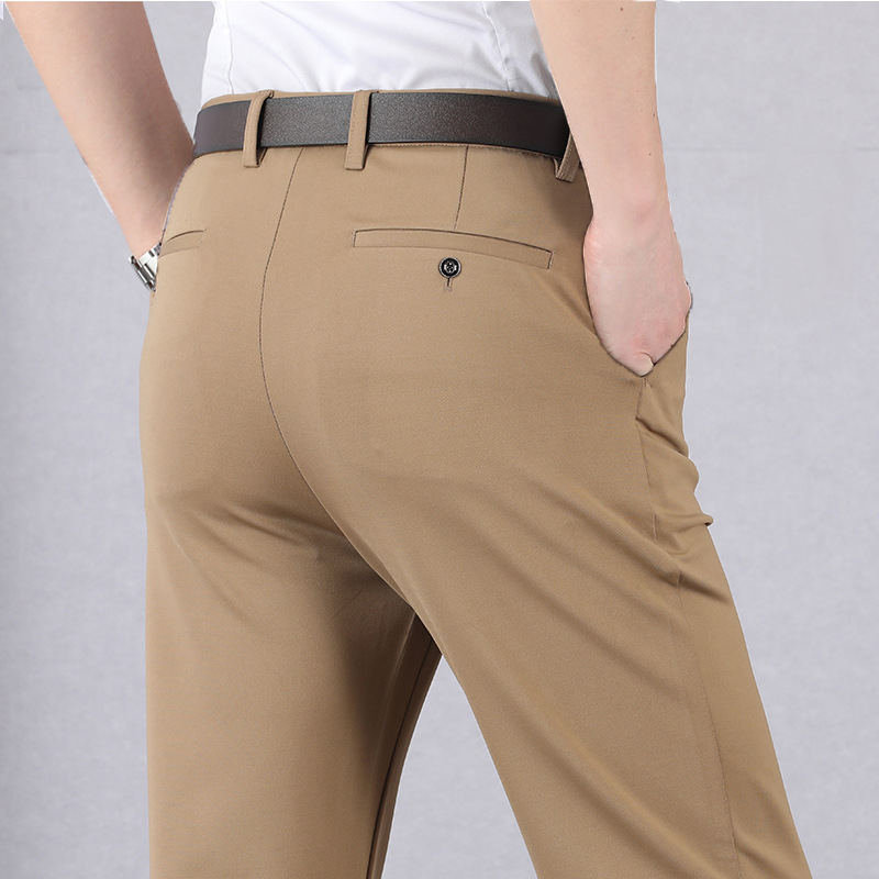Mens Slim Fit Stretch Chino Suit Trousers Summer Thin Casual Classic Full Pants - Picture 22 of 24