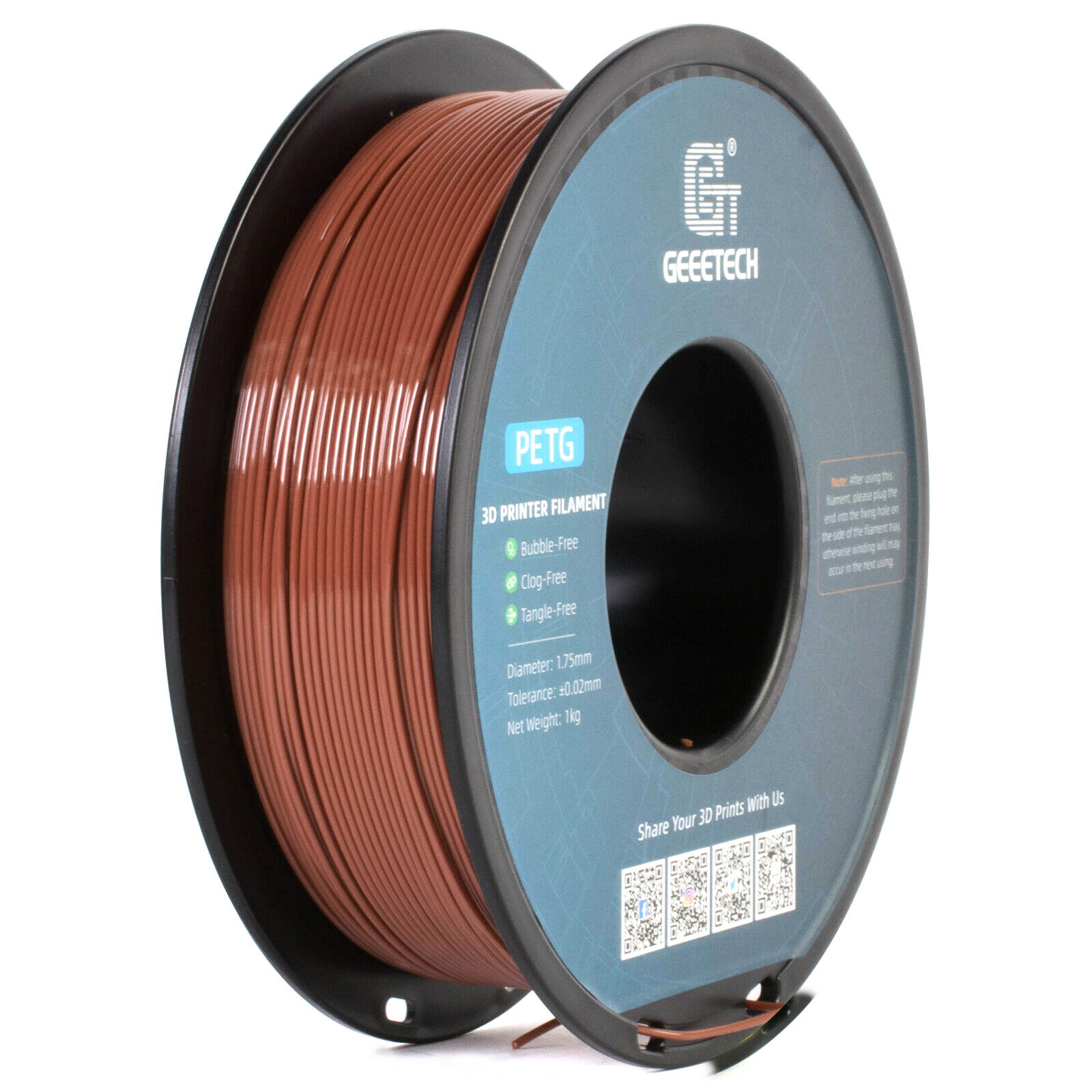 Geetech 3D Printer Filaments PLA/PETG/TPU/Wood/HS/PLA/Matte PLA/ABS+ 1KG/roll