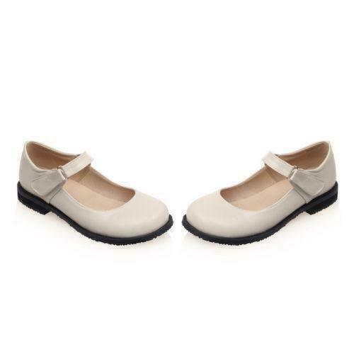 Womens Round Toe Chunky Heel Mary Jane Ankle Strap Slip On Shoes Preppy College - Picture 15 of 15