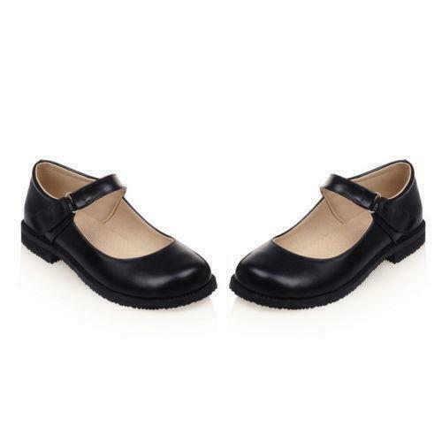 Womens Round Toe Chunky Heel Mary Jane Ankle Strap Slip On Shoes Preppy College - Picture 13 of 15