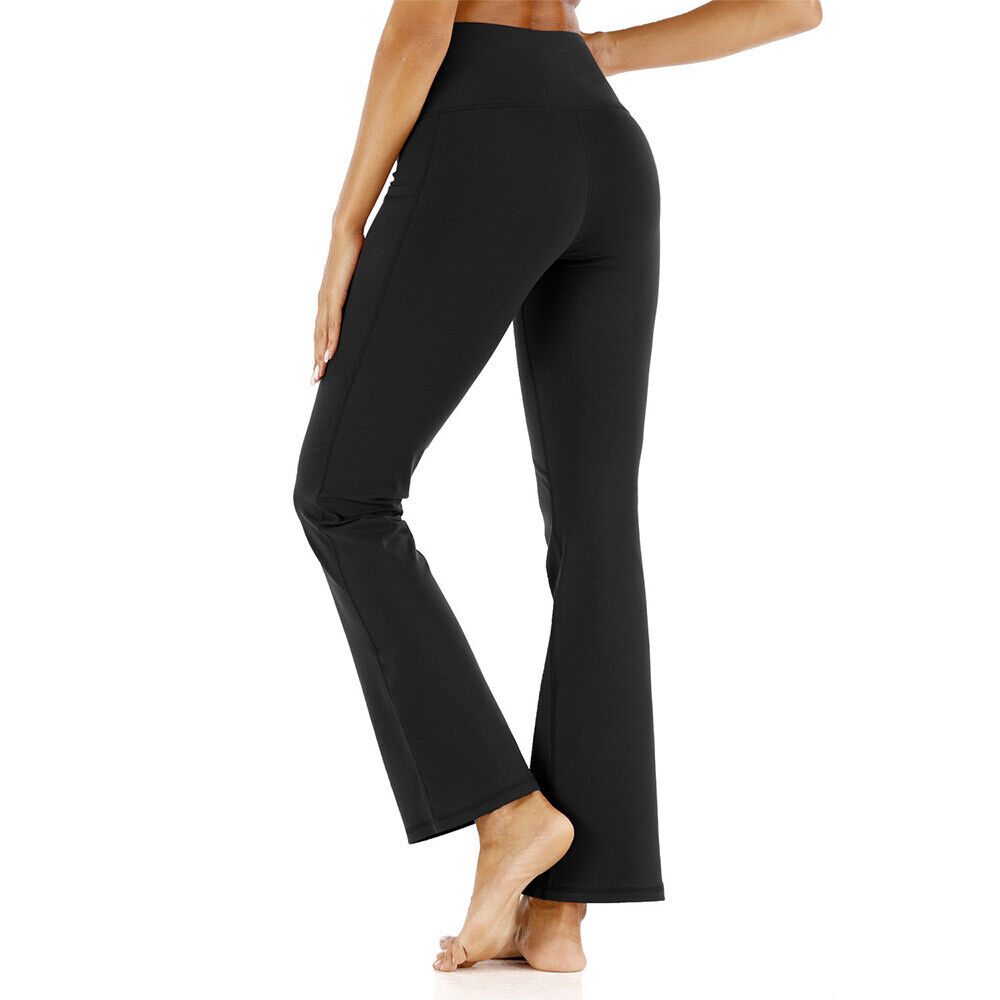 Hot Women's High Waist Stretchy Flare Wide Leg Yoga Pants Casual Bottoms - Picture 23 of 27
