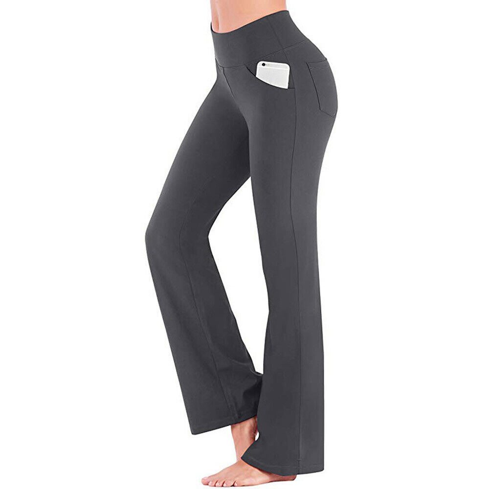 Hot Women's High Waist Stretchy Flare Wide Leg Yoga Pants Casual Bottoms - Picture 27 of 27