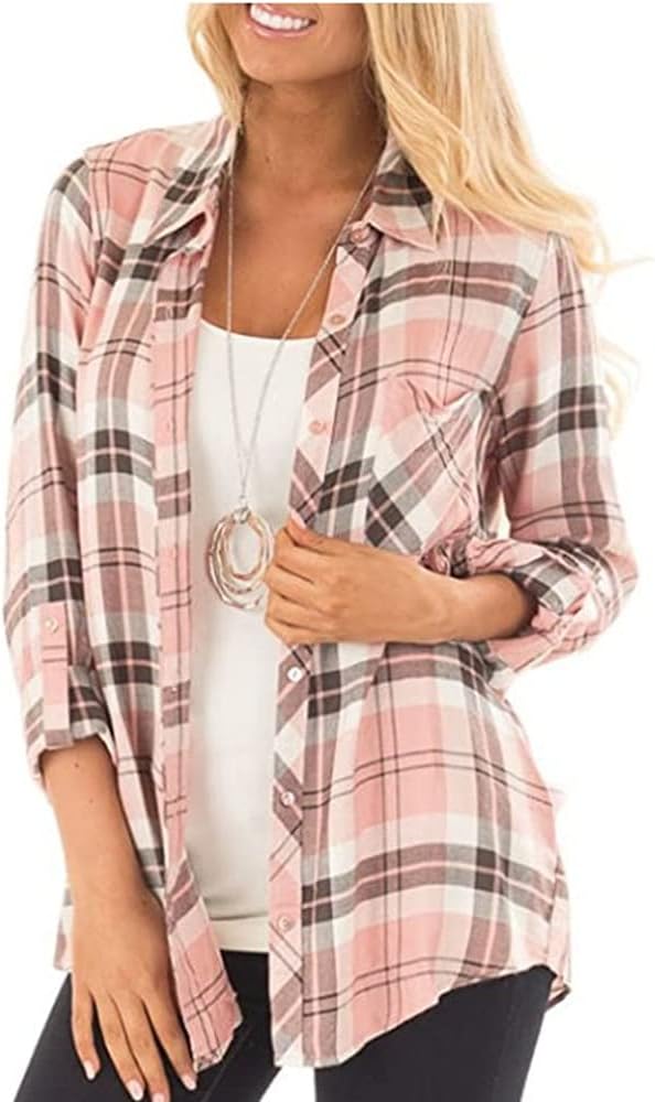 Women Corduroy Shirts Casual Long Sleeve Button Down Blouses Top - Picture 17 of 105
