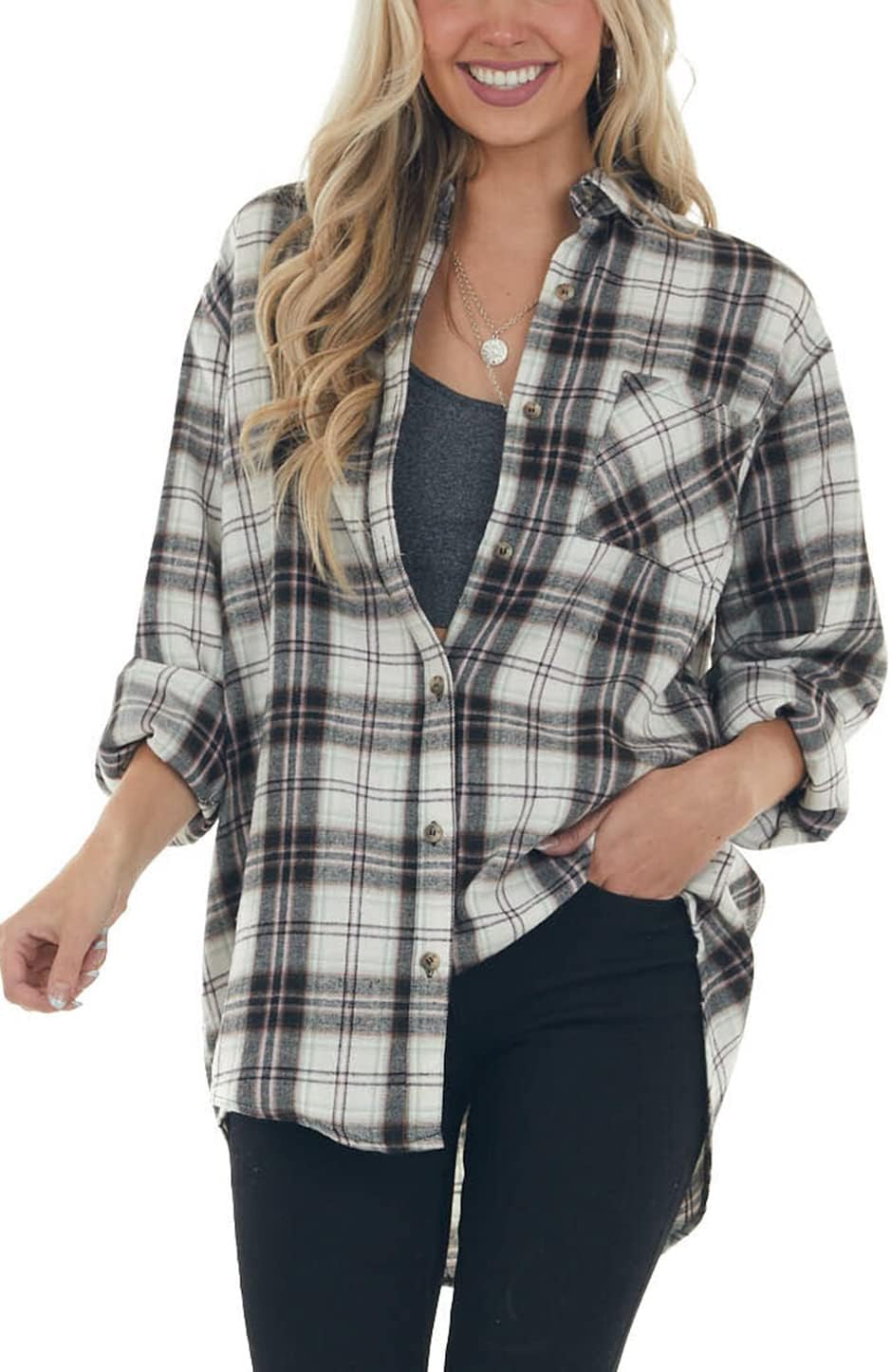 Women Corduroy Shirts Casual Long Sleeve Button Down Blouses Top - Picture 20 of 105