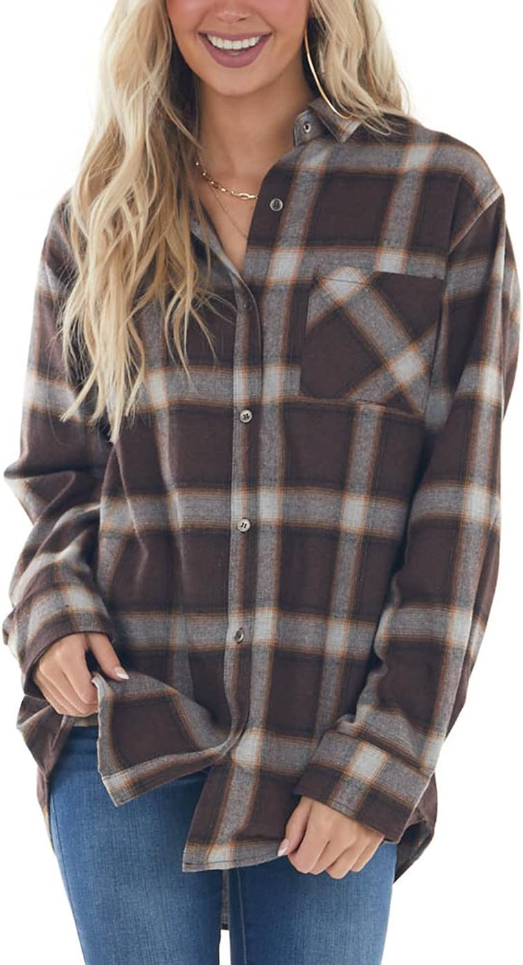 Women Corduroy Shirts Casual Long Sleeve Button Down Blouses Top - Picture 25 of 105