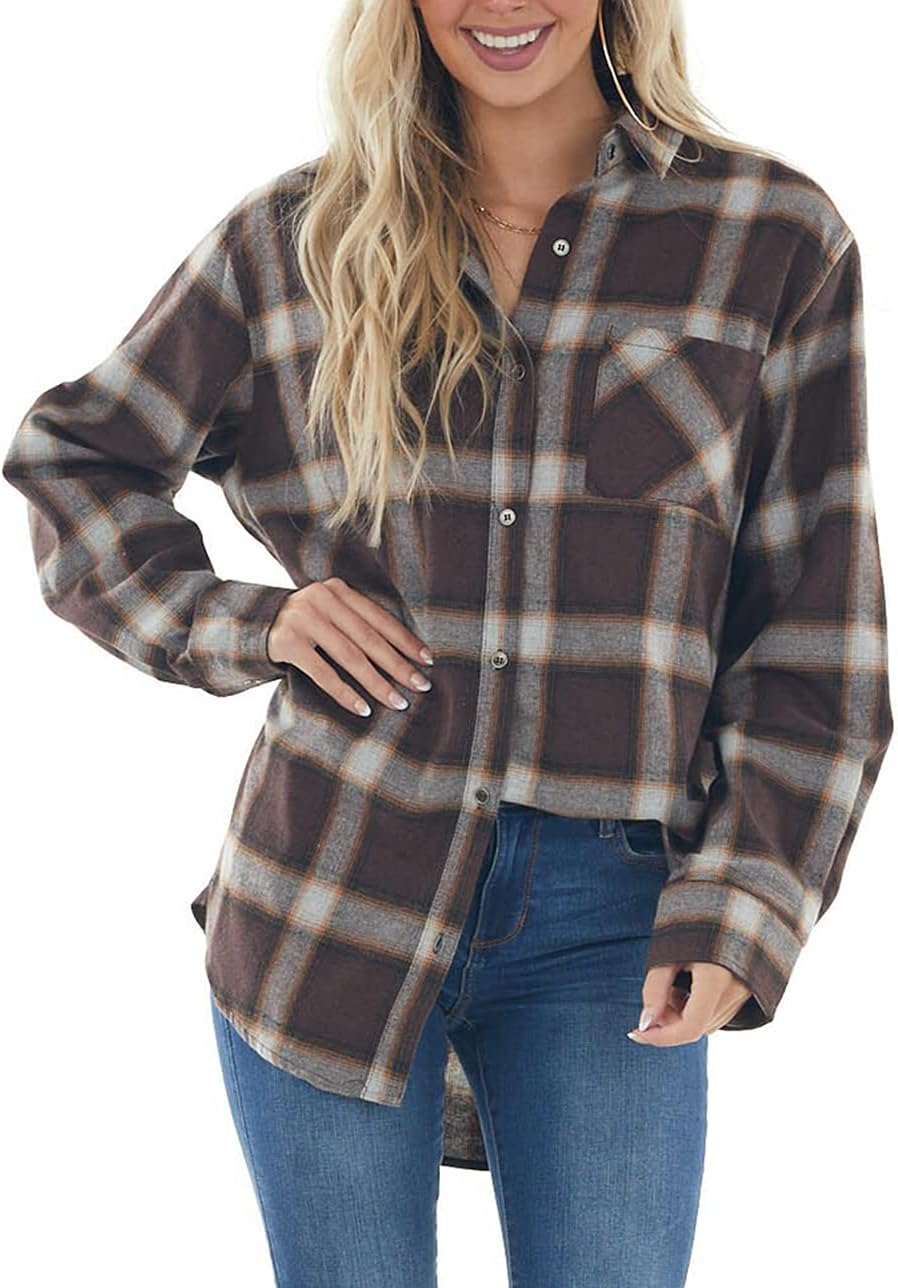 Women Corduroy Shirts Casual Long Sleeve Button Down Blouses Top - Picture 26 of 105