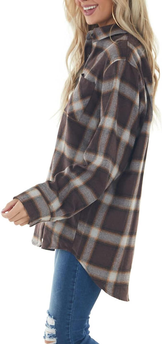 Women Corduroy Shirts Casual Long Sleeve Button Down Blouses Top - Picture 28 of 105