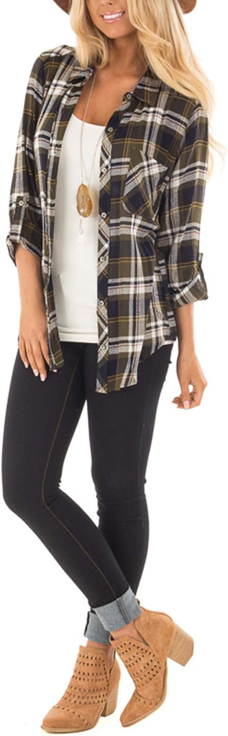 Women Corduroy Shirts Casual Long Sleeve Button Down Blouses Top - Picture 36 of 105