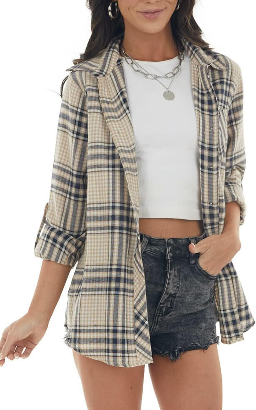 Women Corduroy Shirts Casual Long Sleeve Button Down Blouses Top - Picture 37 of 105