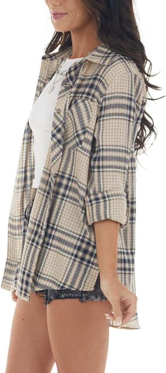 Women Corduroy Shirts Casual Long Sleeve Button Down Blouses Top - Picture 38 of 105