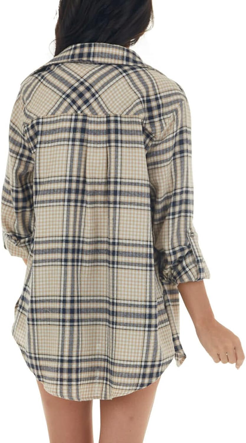 Women Corduroy Shirts Casual Long Sleeve Button Down Blouses Top - Picture 39 of 105