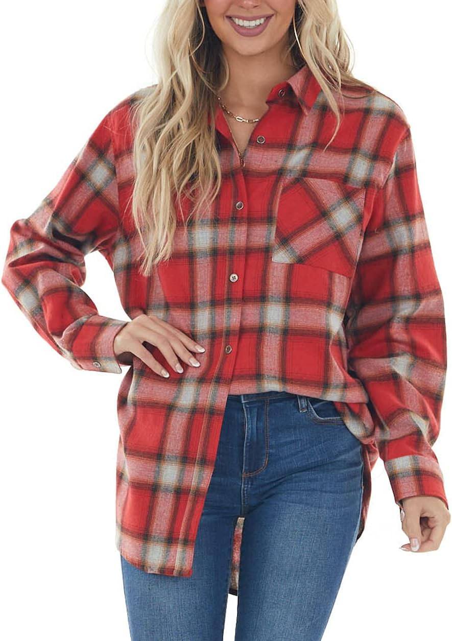 Women Corduroy Shirts Casual Long Sleeve Button Down Blouses Top - Picture 40 of 105