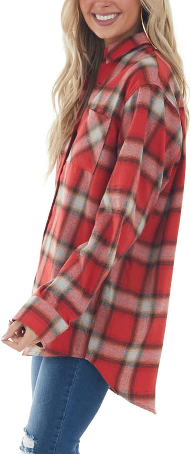 Women Corduroy Shirts Casual Long Sleeve Button Down Blouses Top - Picture 42 of 105