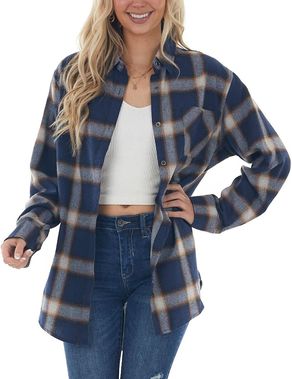 Women Corduroy Shirts Casual Long Sleeve Button Down Blouses Top - Picture 44 of 105