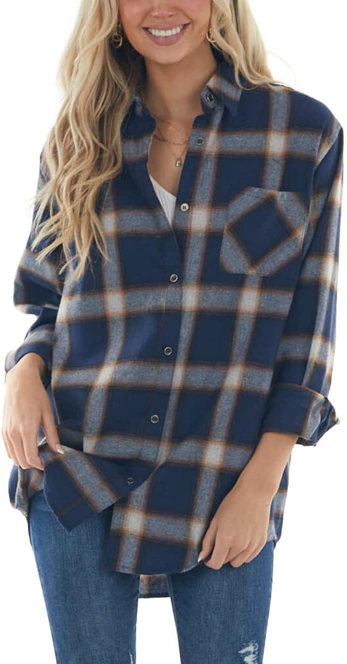 Women Corduroy Shirts Casual Long Sleeve Button Down Blouses Top - Picture 45 of 105