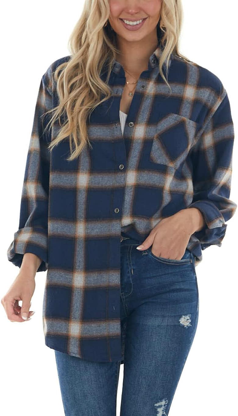 Women Corduroy Shirts Casual Long Sleeve Button Down Blouses Top - Picture 46 of 105