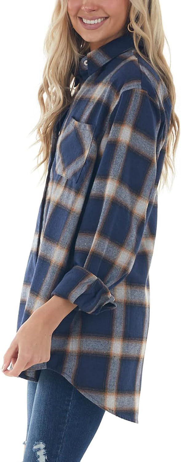 Women Corduroy Shirts Casual Long Sleeve Button Down Blouses Top - Picture 47 of 105