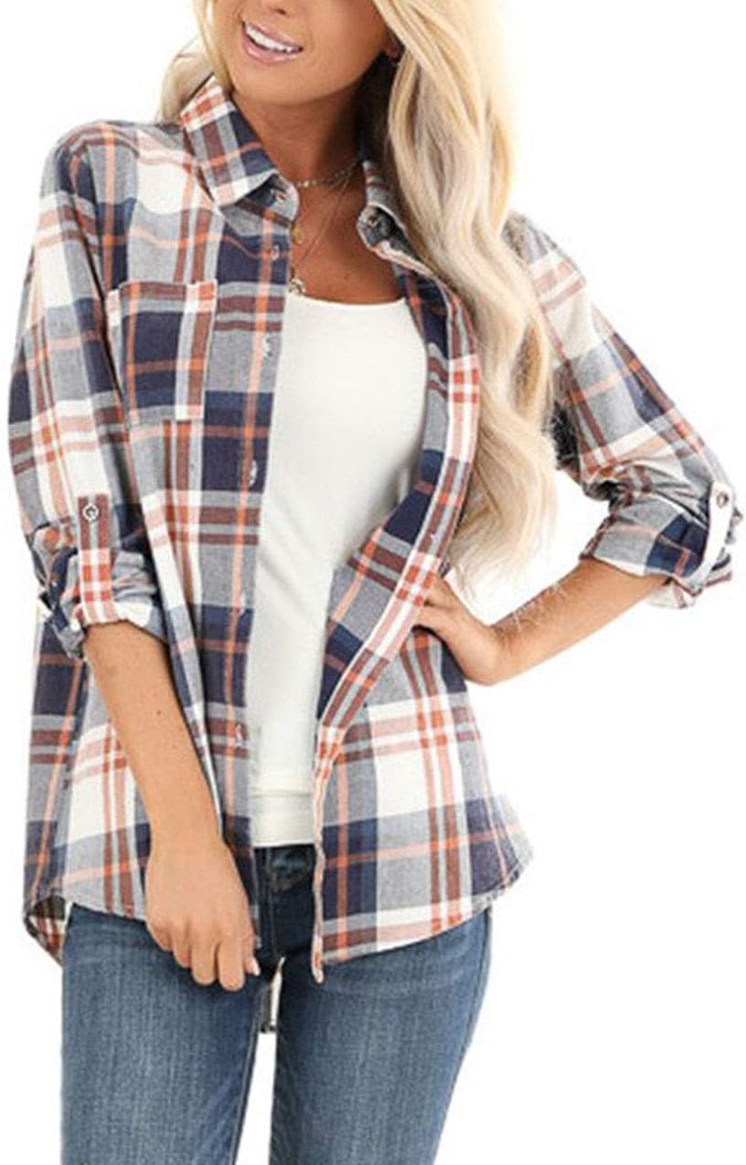 Women Corduroy Shirts Casual Long Sleeve Button Down Blouses Top - Picture 49 of 105