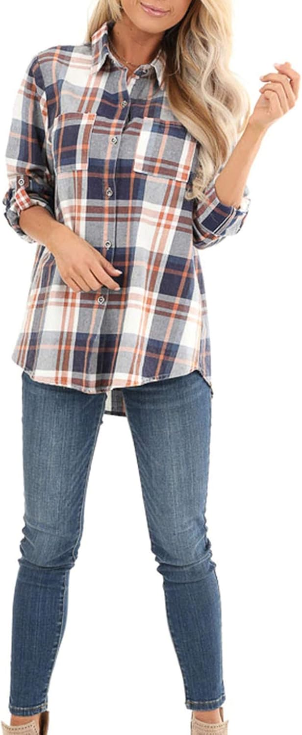 Women Corduroy Shirts Casual Long Sleeve Button Down Blouses Top - Picture 51 of 105