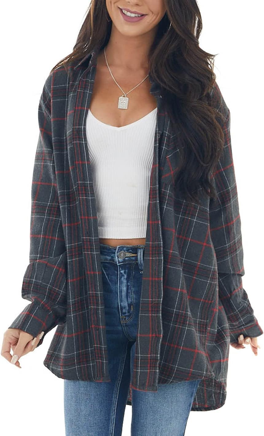 Women Corduroy Shirts Casual Long Sleeve Button Down Blouses Top - Picture 59 of 105