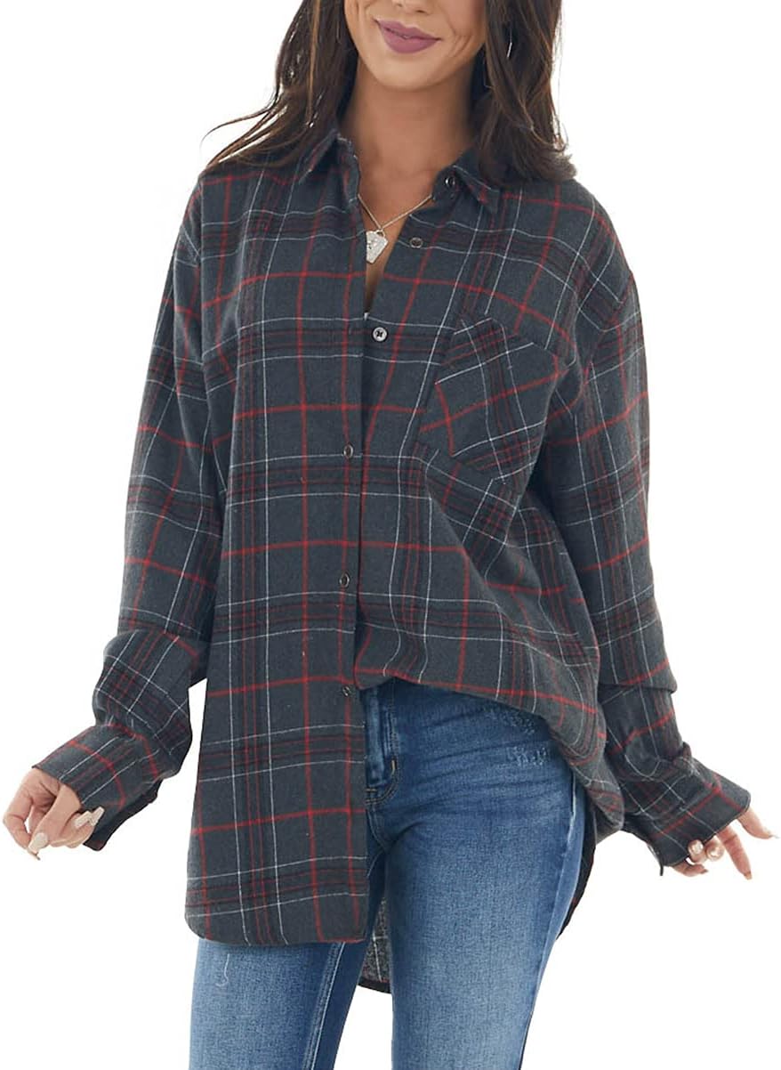 Women Corduroy Shirts Casual Long Sleeve Button Down Blouses Top - Picture 60 of 105