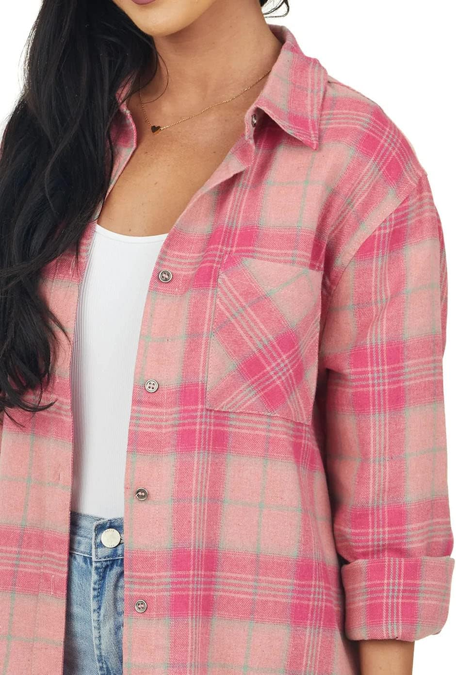 Women Corduroy Shirts Casual Long Sleeve Button Down Blouses Top - Picture 70 of 105