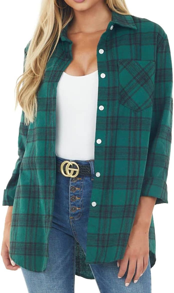 Women Corduroy Shirts Casual Long Sleeve Button Down Blouses Top - Picture 76 of 105