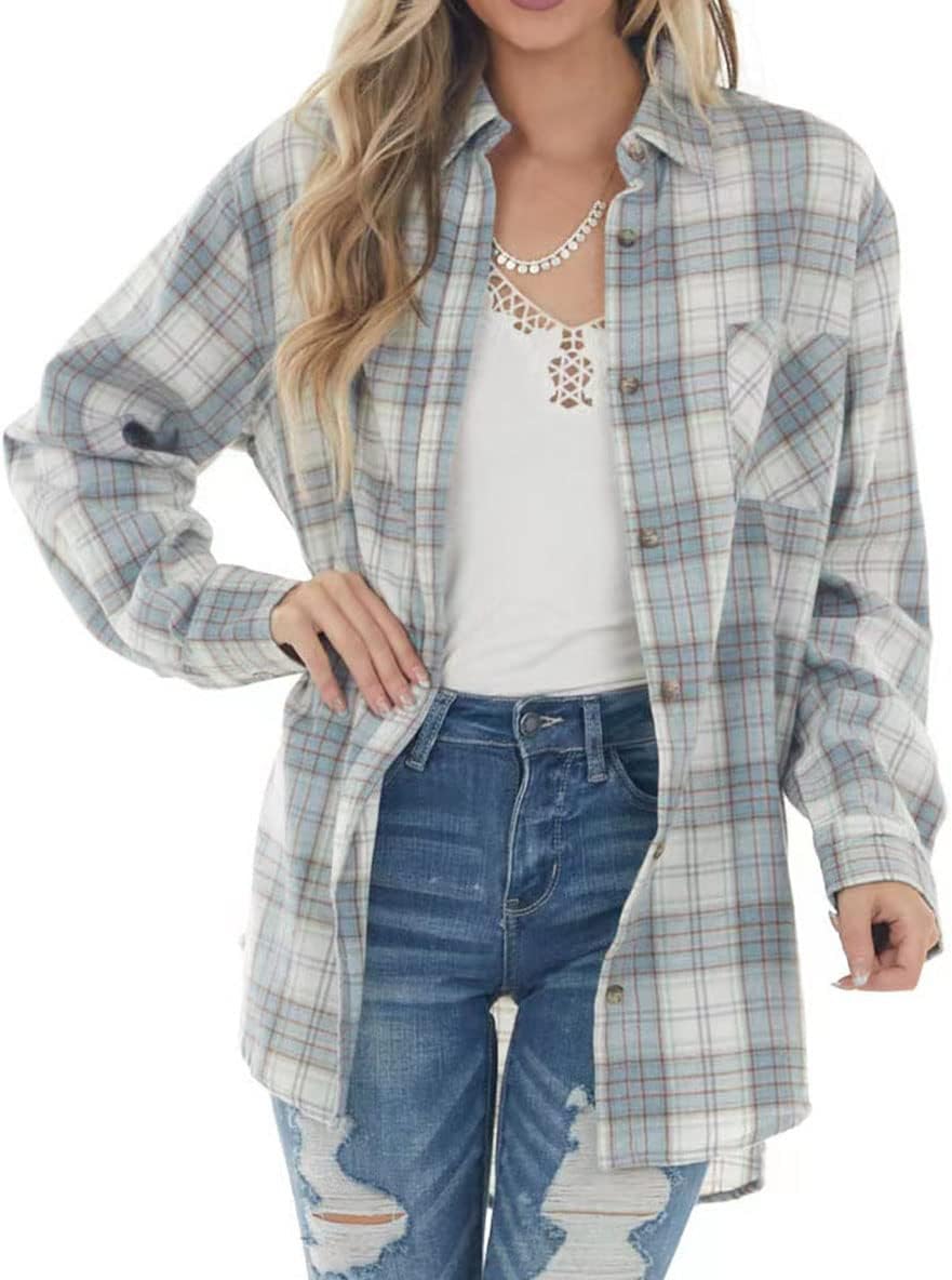Women Corduroy Shirts Casual Long Sleeve Button Down Blouses Top - Picture 79 of 105