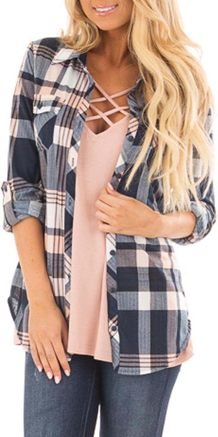 Women Corduroy Shirts Casual Long Sleeve Button Down Blouses Top - Picture 83 of 105