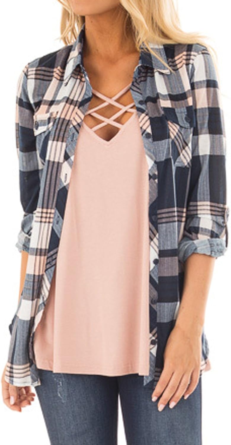 Women Corduroy Shirts Casual Long Sleeve Button Down Blouses Top - Picture 84 of 105