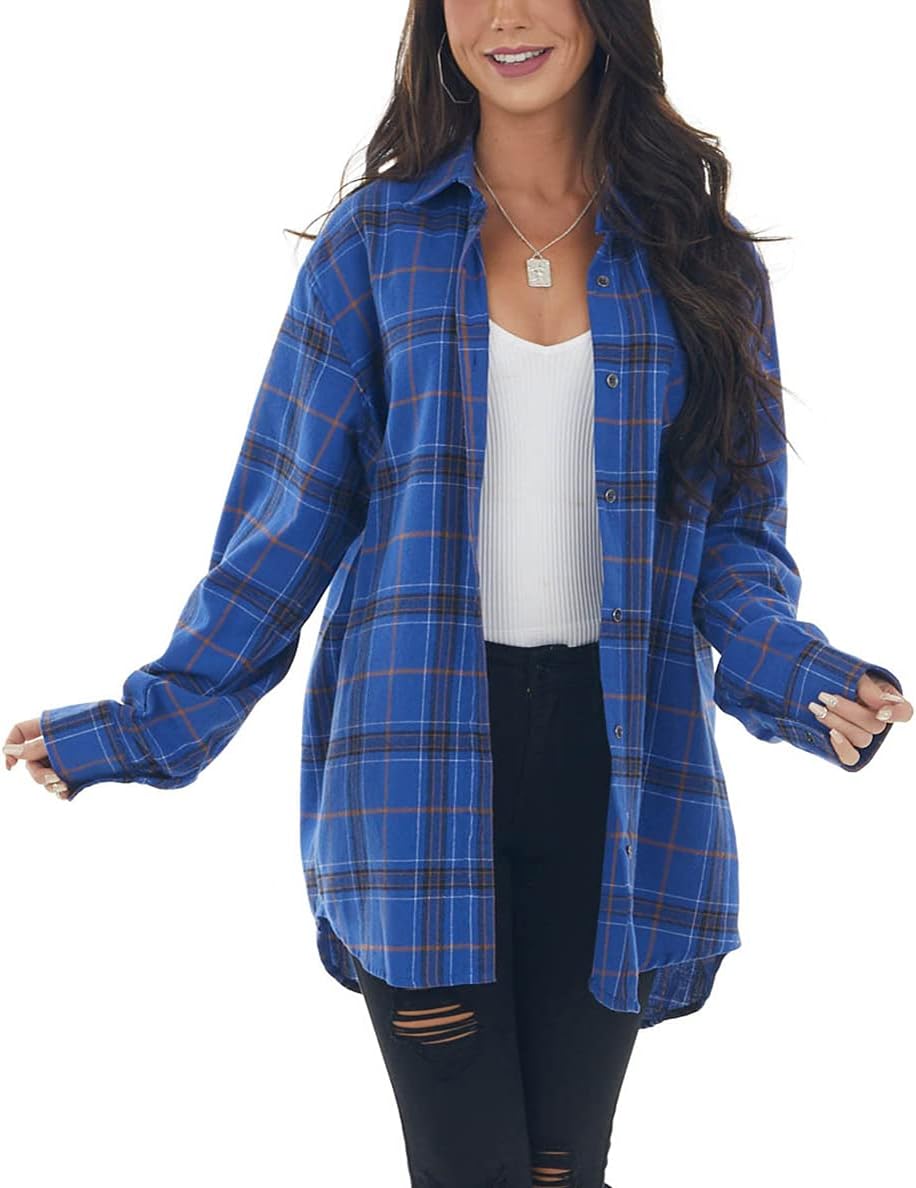 Women Corduroy Shirts Casual Long Sleeve Button Down Blouses Top - Picture 87 of 105