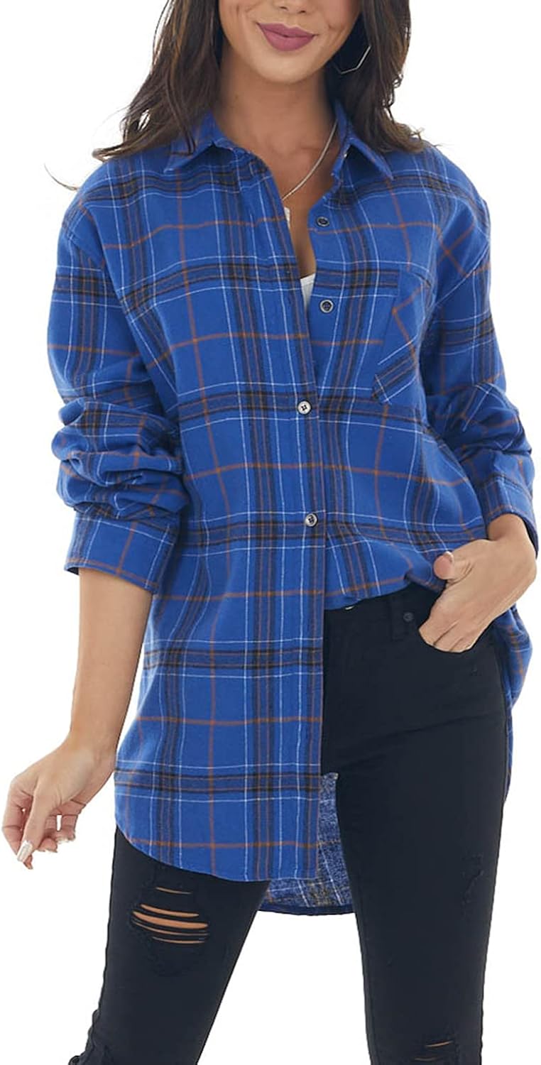 Women Corduroy Shirts Casual Long Sleeve Button Down Blouses Top - Picture 89 of 105