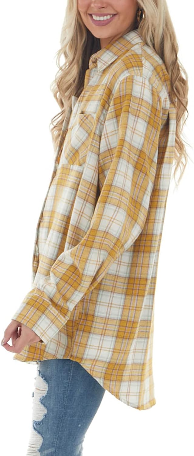 Women Corduroy Shirts Casual Long Sleeve Button Down Blouses Top - Picture 99 of 105