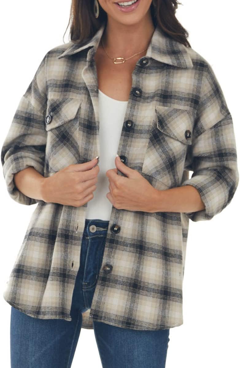 Women Corduroy Shirts Casual Long Sleeve Button Down Blouses Top - Picture 101 of 105