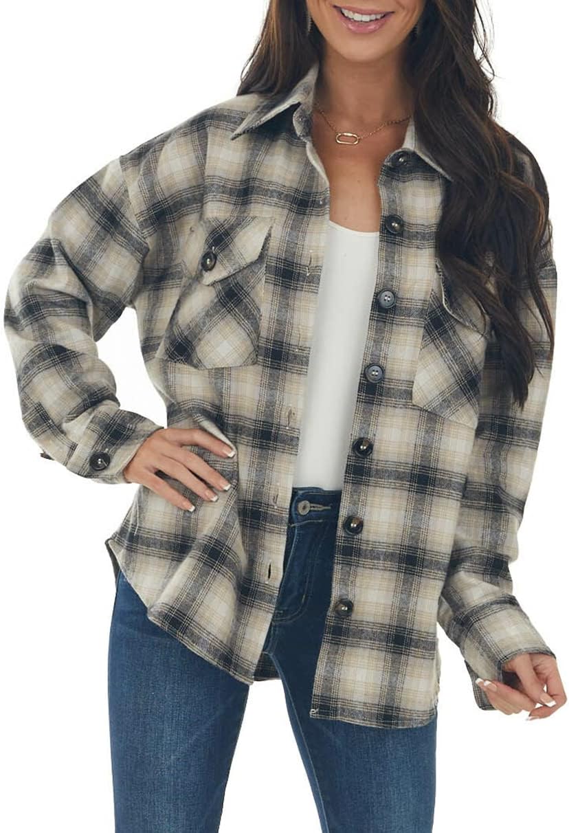 Women Corduroy Shirts Casual Long Sleeve Button Down Blouses Top - Picture 102 of 105