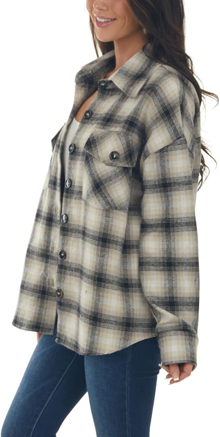Women Corduroy Shirts Casual Long Sleeve Button Down Blouses Top - Picture 103 of 105