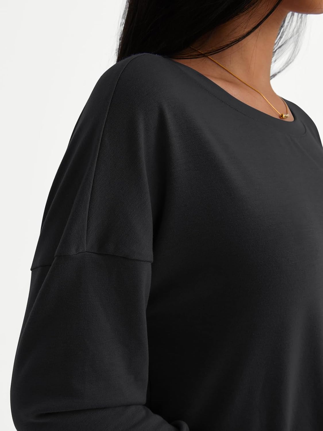 Womens Long Sleeve Shirts Loose Fitted Crewneck Basic Tops Casual Fall Clothes - Picture 19 of 62