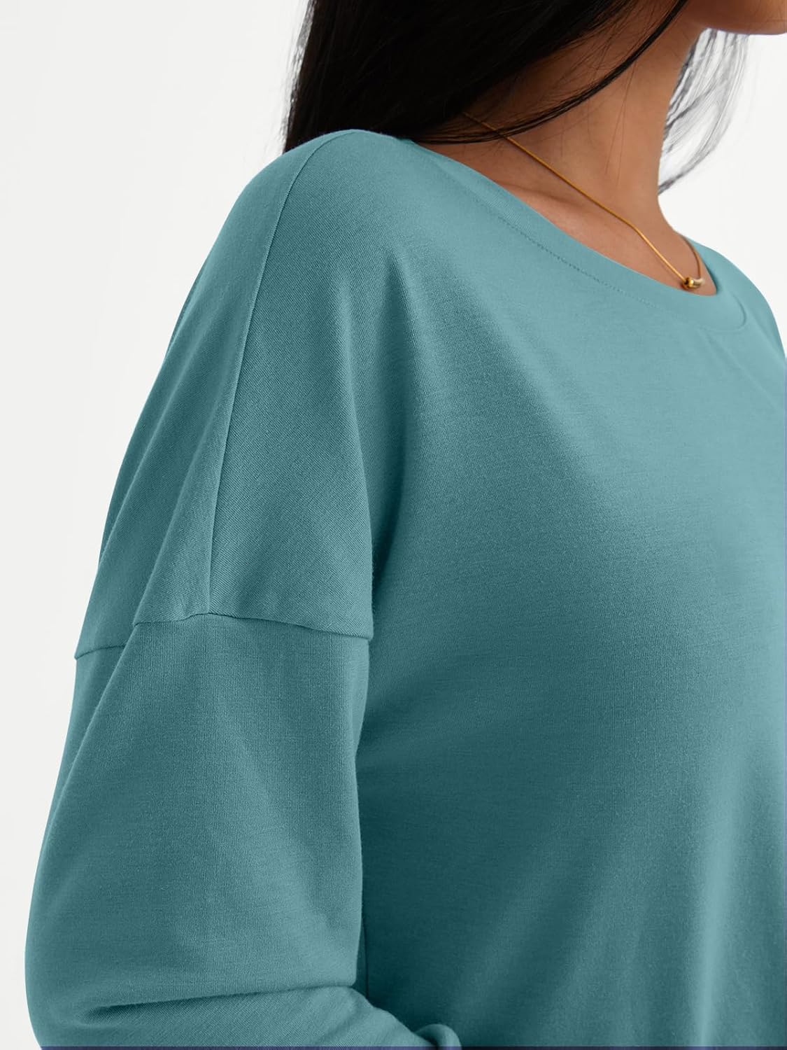 Womens Long Sleeve Shirts Loose Fitted Crewneck Basic Tops Casual Fall Clothes - Picture 25 of 62